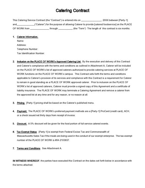 44 Catering Contract Templates (& Samples) ᐅ TemplateLab