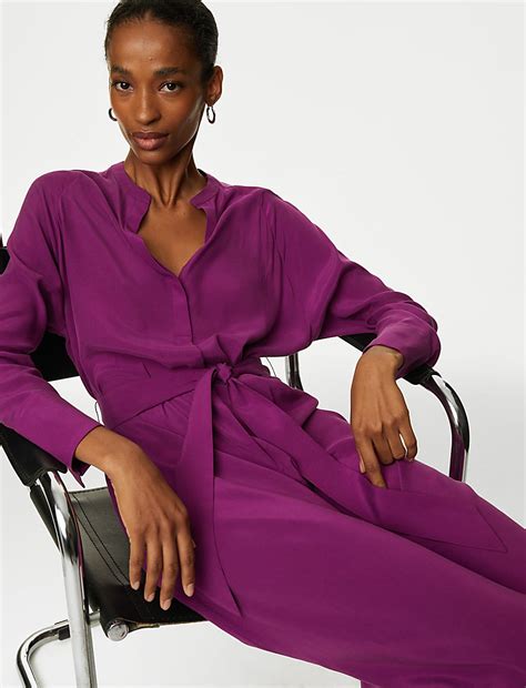 Buy Cupro Rich Notch Neck Midi Shirt Dress at Marks & Spencer