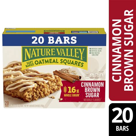 Nature Valley Soft-Baked Oatmeal Squares, Cinnamon Brown Sugar, 20 ...