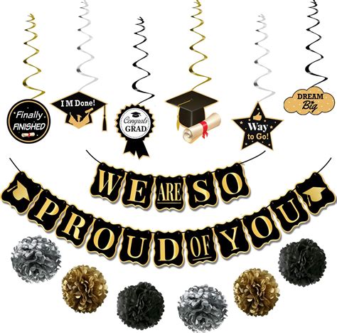 Buy Black and Gold Graduation Party Decorations 2022 - We Are So Proud ...