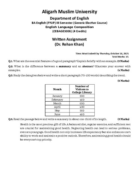 Assignment CEBAGE3006 - English Language Composition - GR1 - Odd Sem 25 ...