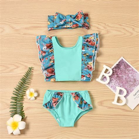 AURIGATE Little Girls Swimsuits Toddler Baby Girls Floral Swimwear ...