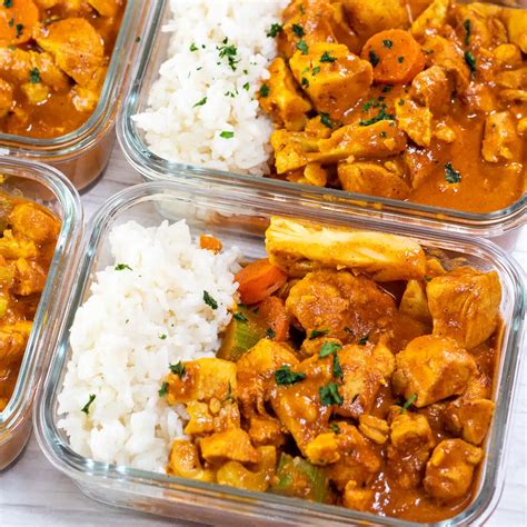 Easy Meal Prep Butter Chicken With Rice & Vegetables