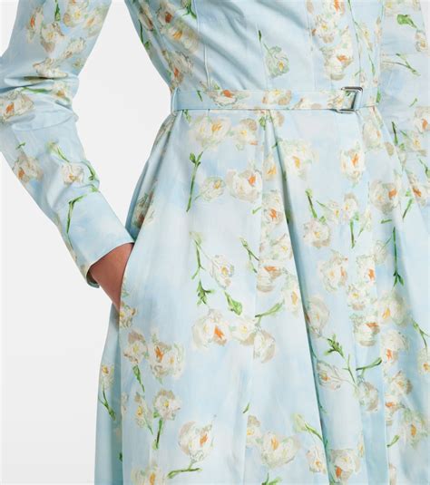 Floral cotton poplin shirt dress in blue - Emilia Wickstead | Mytheresa