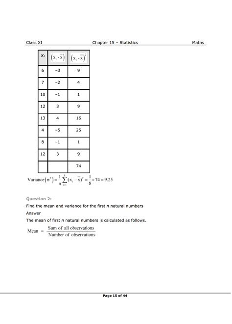NCERT Solutions for Class 11 Maths chapter 15 - Statistics