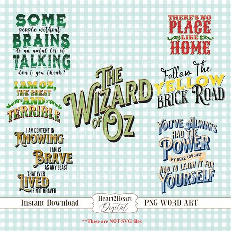 Color Wizard of Oz Clipart Quotes, PNG Word Overlays, Quote Clipart ...