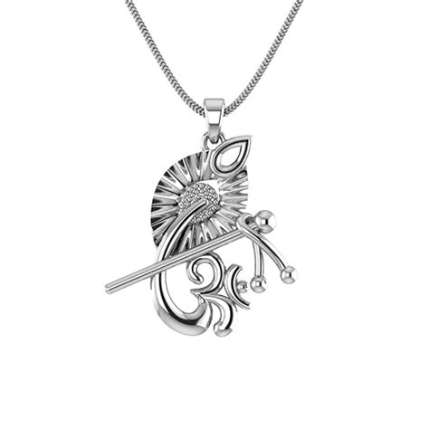 Buy prabhu bhakti 925 Sterling Silver Krishna Mor Pankh with Om Pendant ...