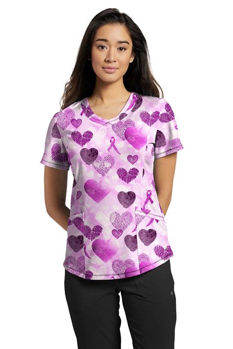 Ladies Power Of Love Print Scrub Top | The Scrub Store