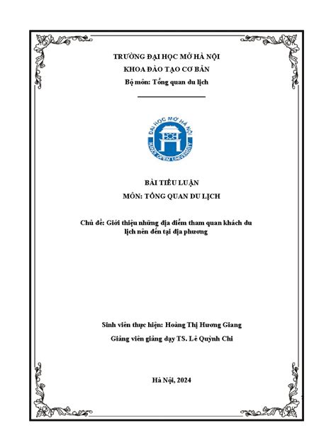 Mẫu tiểu luận - ####### TRƯỜNG ĐẠI HỌC MỞ HÀ NỘI ####### KHOA ĐÀO TẠO ...