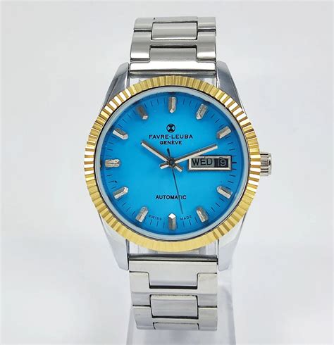 Favre-Leuba Geneve Blue Dial Swiss Made 2066 Automatic Movement 17 ...