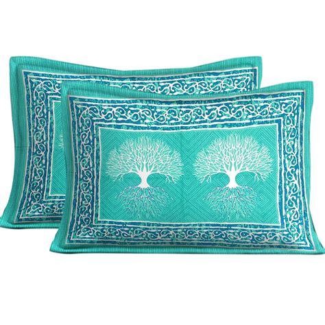 SheetKart 144 TC Cotton Floral Sea Green Color Jaipuri Printed Double