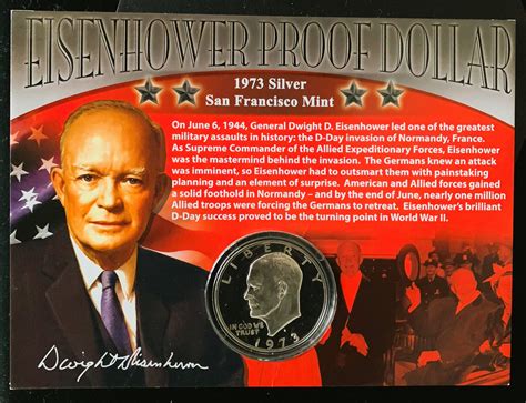1973-S SILVER PROOF EISENHOWER DOLLAR COIN, FIRST COMMEMORATIVE MINT ...