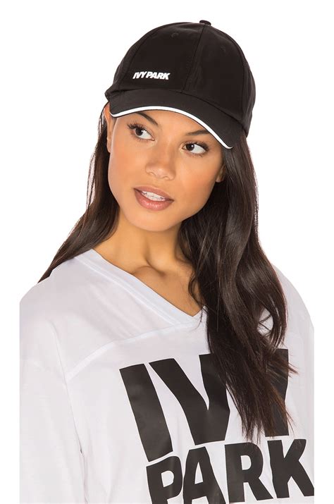IVY PARK Logo Baseball Cap in Black with White Logo | REVOLVE