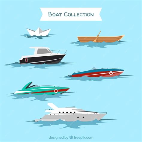 Set van verschillende soorten boten | Premium Vector