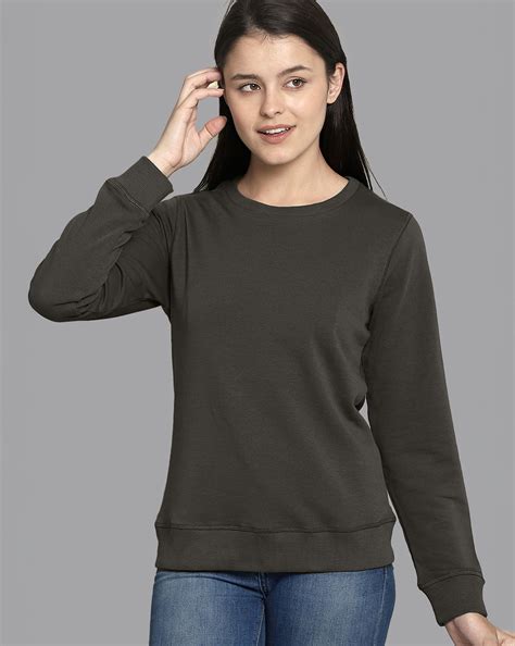 Women Olive Regular Fit Sweatshirt – Free Authority