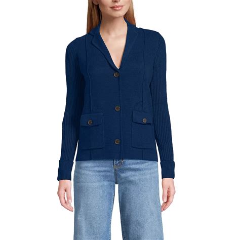 Petite Lands' End Drifter Ribbed Collared Blazer Sweater