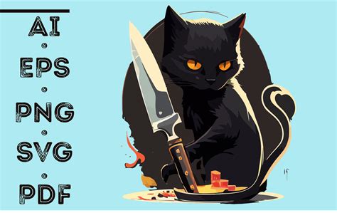 Cat and Knife Graphic by NESMLY · Creative Fabrica