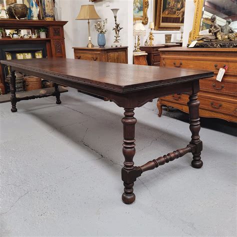 Silky Oak Spanish Style Refectory Dining Table - Moonee Ponds Antiques