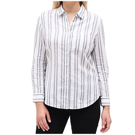 Jachs Girlfriend Women's Linen Shirt White & Grey | Costc...