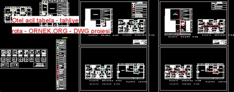 Otel acil tabela - tahliye rota dwg projesi - Autocad Projeler