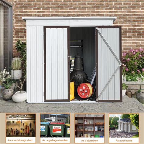 Buy 6' x 4' Outdoor Metal Storage Shed, Tools Storage Shed, Galvanized ...