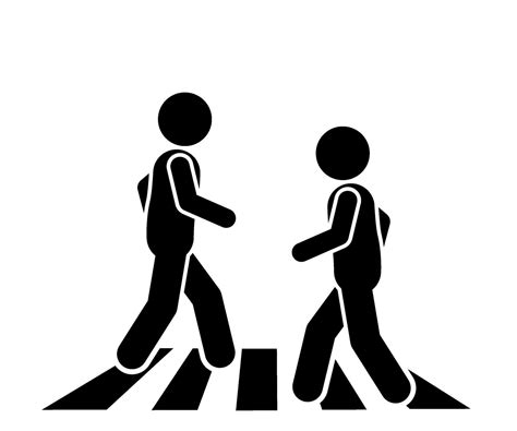 A stickman flat character illustration walking on a zebra crossing ...