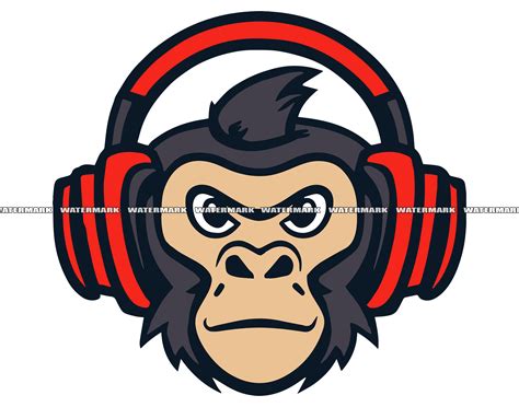 Cartoon Monkey With Headphones