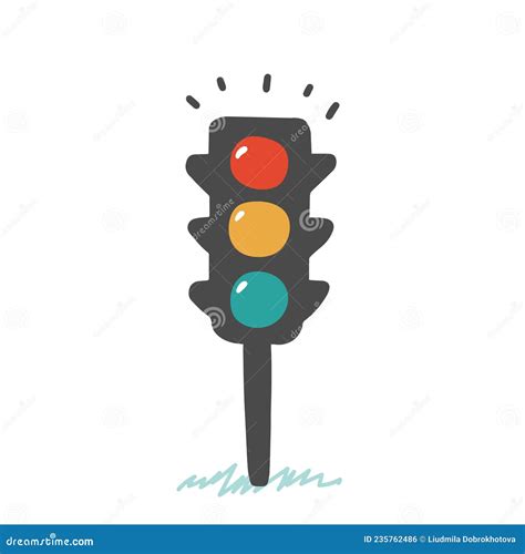 Cartoon Traffic Light Cute Icon for Concept. Simple Vector Illustration ...