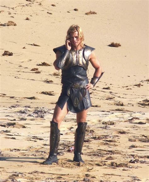 Brad Pitt on the set of Troy (2003) | Brad pitt, Greek mythology humor, Achilles