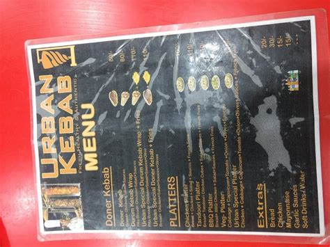 Menu at Urban Kebab, Hyderabad