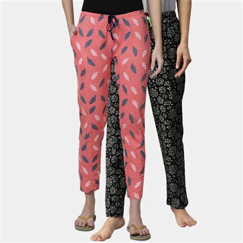 Buy Kryptic Women Printed Pure Cotton Lounge Pants (Pack of 2) Online