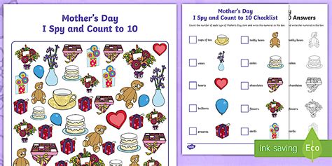 Mother's Day I Spy and Count Activity to 10