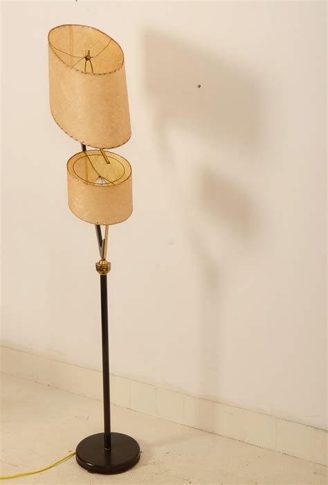 Italian Midcentury Floor Lamp with Parchment Shades For Sale at 1stDibs