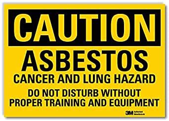 "Caution - Asbestos Cancer and Lung Hazard" Label by SmartSign | 10" x ...