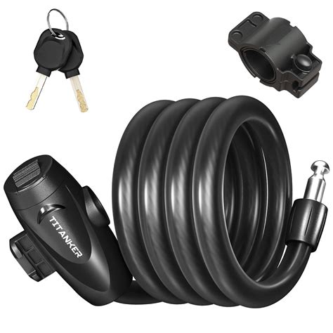 Titanker Bike Locks with Keys, Bike Lock Cable 4 Feet Coiled Secure ...