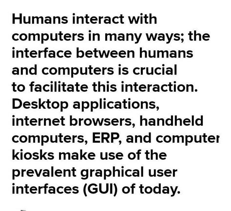Discuss the role of computers in human computer interaction - Brainly.in