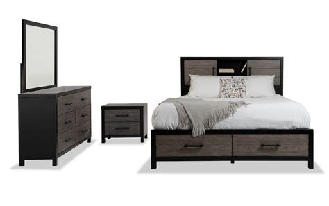 Fusion 4 Piece King Black & Gray Bookcase Storage Bedroom Set | Bob's ...