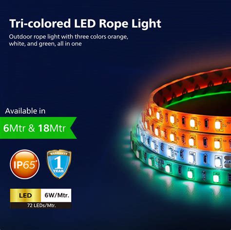 Philips TriGlow Rope Light (18 Meter)| Indian Tricolor Strip Light - O ...