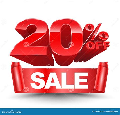 Vector 3d 20 Percent Off Red Stock Vector - Illustration of bank ...
