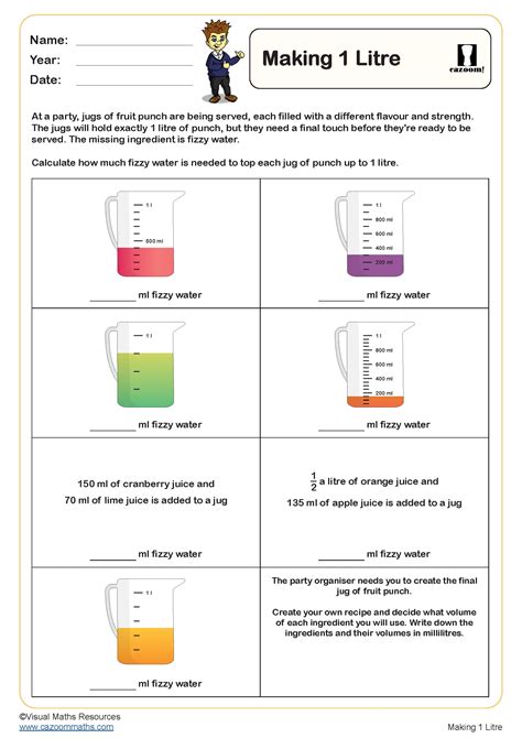 Milliliters And Liters Worksheets