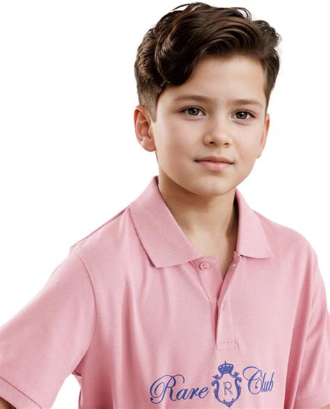 Rare Ones Kids Aimo Pastel Pink Cotton Short Sleeve Hd Print Polo