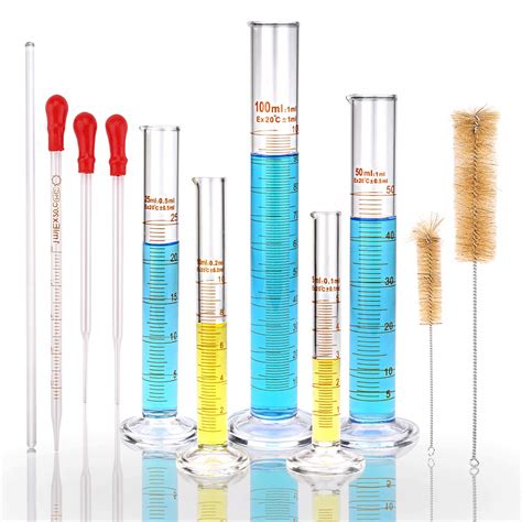 Glass Graduated Measuring Cylinders Set - 5ml/10ml/25ml/50ml/100ml ...