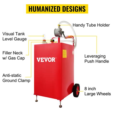 VEVOR 30 Gallon Fuel Caddy, Fuel Storage Tank on 2 Wheels, Portable Gas ...