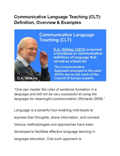 Communicative Language Teaching (CLT) - Communicative Language Teaching ...
