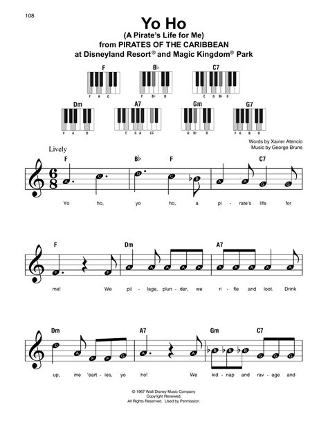 Yo Ho (A Pirate's Life For Me) | Sheet Music Direct