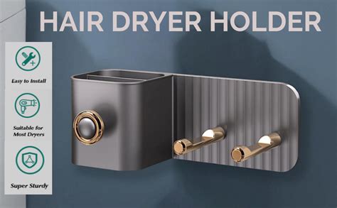 DROZIP Hair Dryer Holder Wall Mount, Blow Dryer Holder Stand Self ...