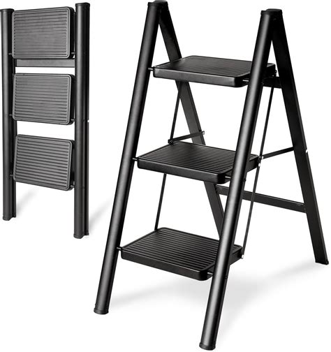 Step Ladder 3 Step Folding, Heavy Duty 330 Lbs Load 3 Step Ladders ...