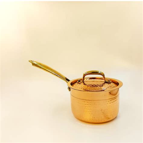 1.5 Liter Pure Copper Saucepan Hammered with Tin Coating Inner Side ...