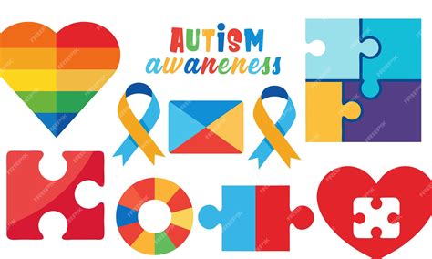Premium Vector | Autism awareness clipart illustration set
