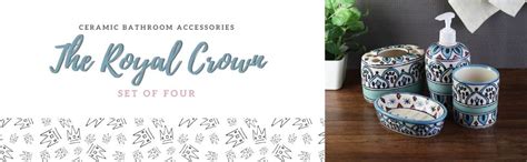 VarEesha The Royal Crown Blue Ceramic 4 Piece Bathroom Accessories Set ...